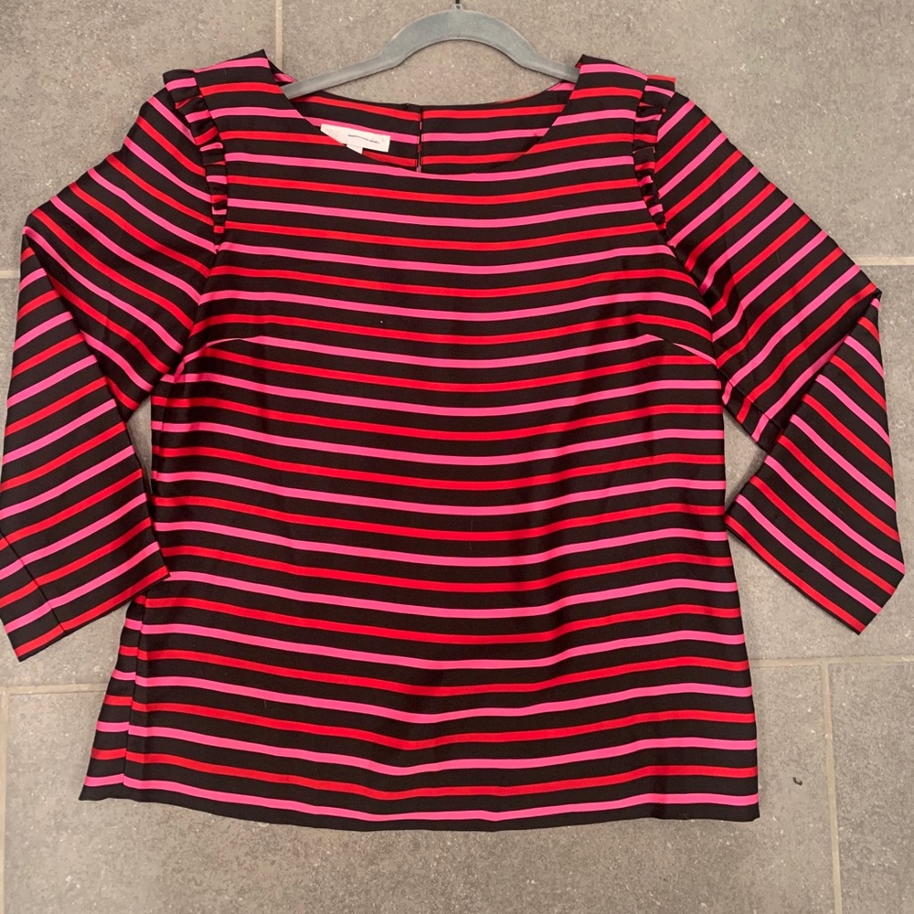 Navy and Pink striped Long Sleeve Blouse!